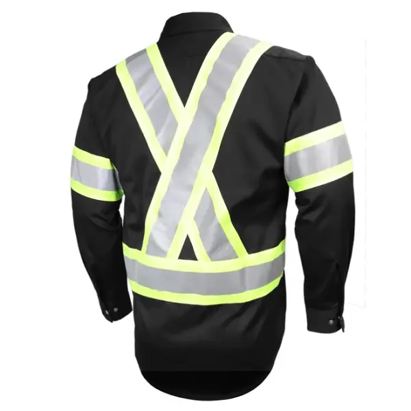 Amsal Inc - Gatts long sleeves shirt with reflective stripes black 625SX4 _back.webp