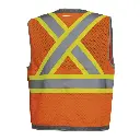 Amsal Inc. - Pioneer Hi-Viz mesh back zip front surveyors safety vest orange V1010250_back.webp