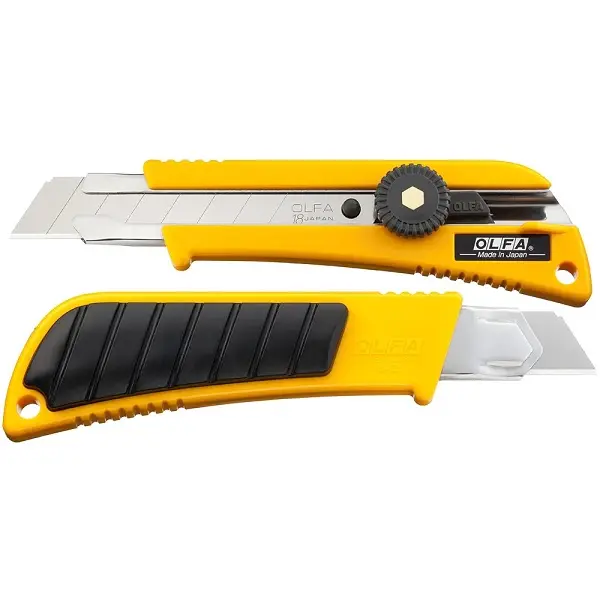 Amsal Inc. - Olfa 18mm L-1 ratchet-wheel lock utility knife with rubber inset 5004_3.webp