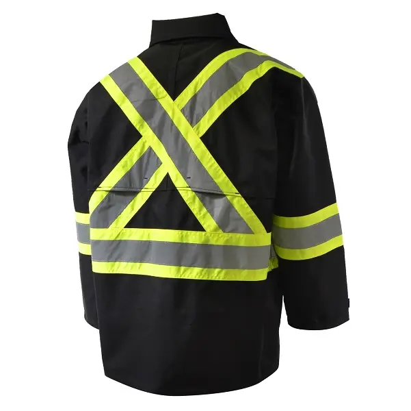 Amsal Inc. - Ganka 600 denier Endura raincoat with reflective stripe black 89-R-99-1-REF-NB_back.webp