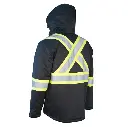 Amsal Inc - Forcefield softshell winter jacket with reflective stripe hv black 023-EN158BK_back.webp