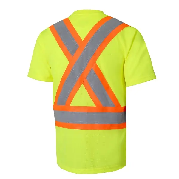 Amsal Inc. - Jackfield short sleeve t-shirt with stripes hv yellow 10-662RL_back.webp