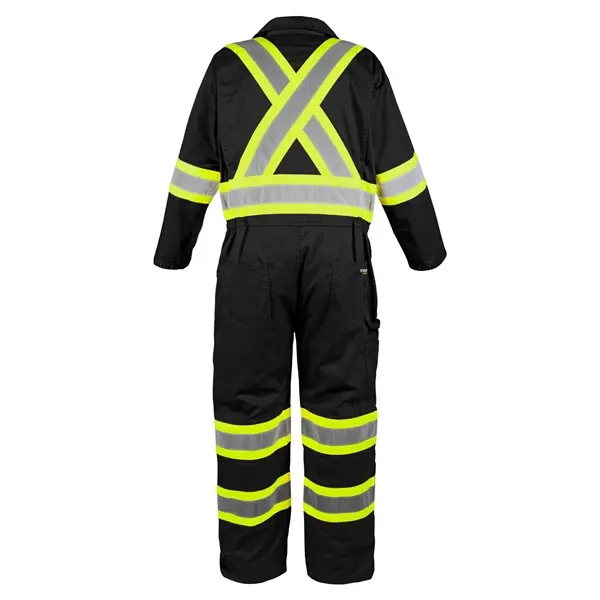 Amsal Inc - BBH Terra unlined coverall with reflective stripe black 116581BK_back.webp