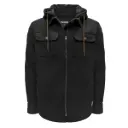 Task jacket with sherpa lining and hood