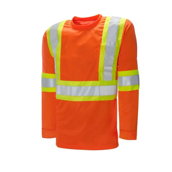T-shirt  en polyester à manches longues avec bandes réfléchissantes de 4 po Ground Force