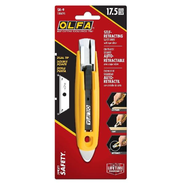 Olfa SK-9 self-retracting safety knife with tape splitter