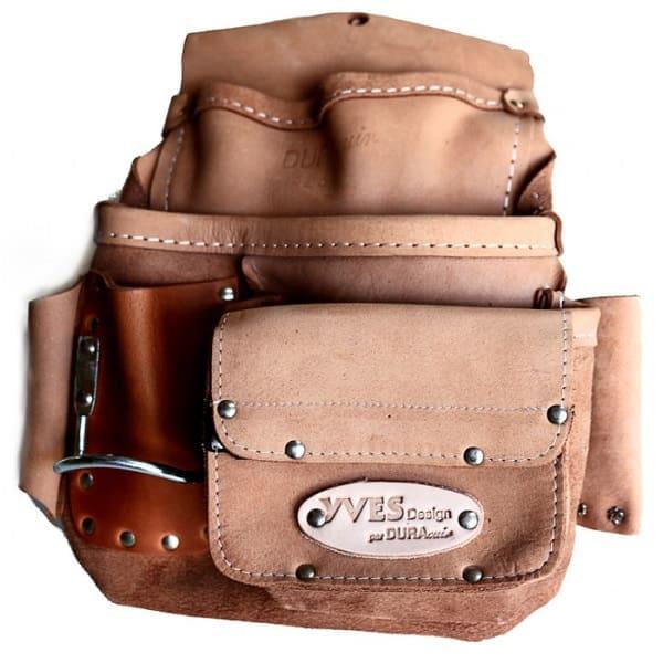 Duracuir pouch with 3 pockets and 1 pocket velcro
