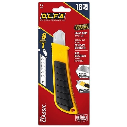 [olfa-18mm-l-2-ratchet-wheel-lock-utility-knife-with-rubber-inset] Olfa 18mm L-2 ratchet-wheel lock utility knife with rubber inset