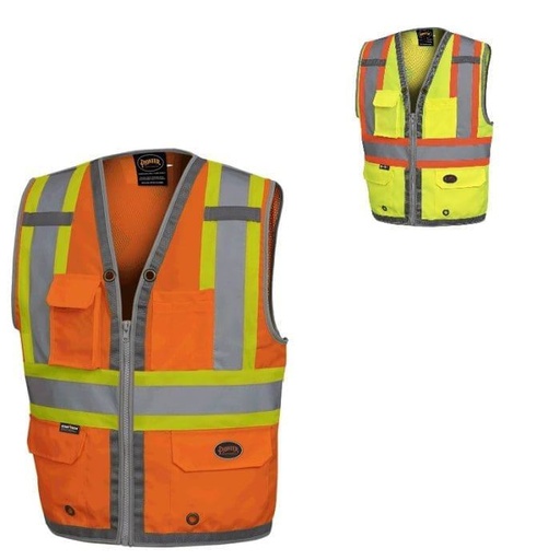 [pioneer-hi-viz-mesh-back-zip-front-surveyors-safety-vest] Pioneer hi-viz mesh back zip front surveyor's safety vest
